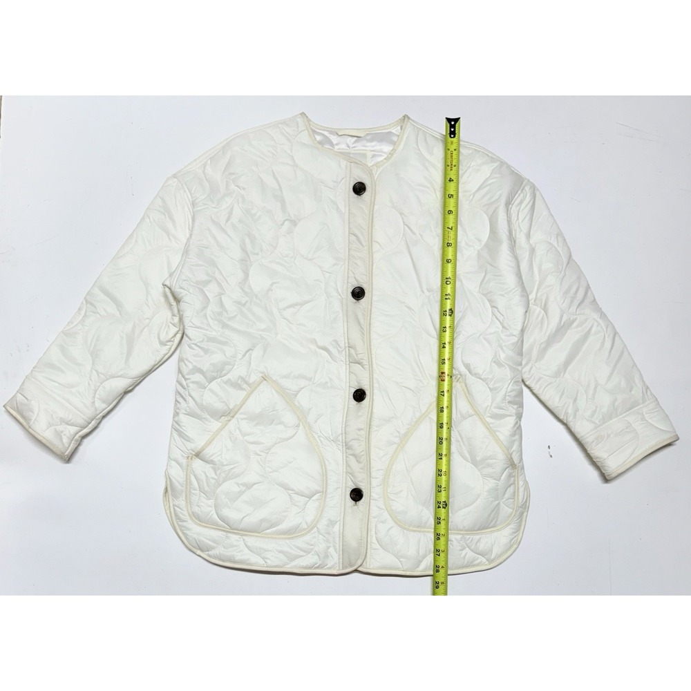 Abercrombie Fitch‎ Quilted Cream Liner Jacket Fall Women's Small Oversized